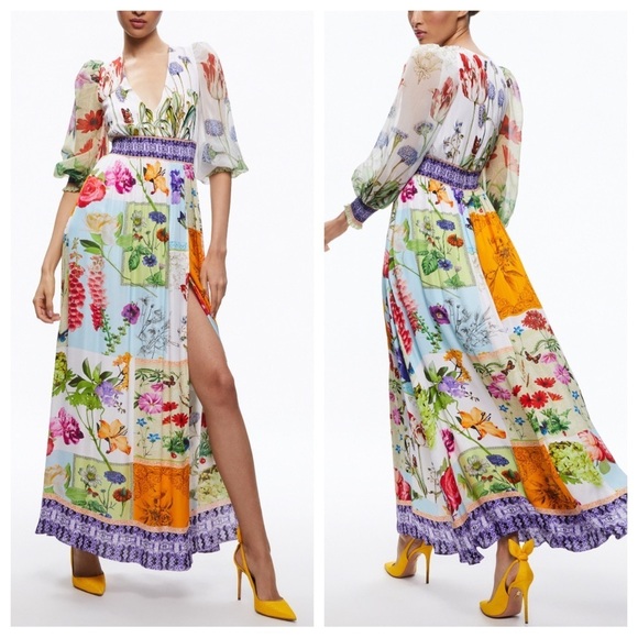 Alice + Olivia Floral Patchwork Maxi Dress - Picture 1 of 11